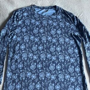 Blue on Blue Floral Long Sleeve Top